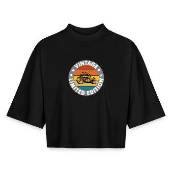 Vintage - Boxy Women's Recycled 1/2 Sleeved T-Shirt by Stanley/Stella - black - Front - AI Model Female 172 light (172cm)