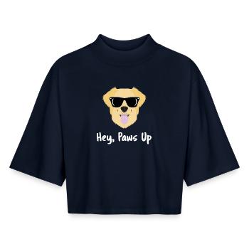 To optimize the golden_retriever.jpg design for th - Boxy Women's Recycled 1/2 Sleeved T-Shirt by Stanley/Stella - navy - Front - AI Model Female 172 light (172cm)
