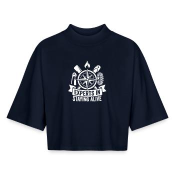Experts for Survival Compass - Boxy Women's Recycled 1/2 Sleeved T-Shirt by Stanley/Stella - navy - Front - AI Model Female 172 light (172cm)