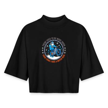 Früher gab es mehr Schnee - Boxy Frauen Recyceltes 1/2 Sleeved T-Shirt by Stanley/Stella - Schwarz - Vorne - AI Model Female 172 light (172cm)