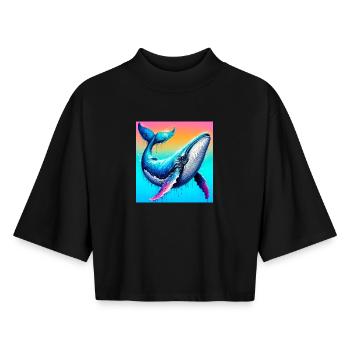 Wal - Boxy Frauen Recyceltes 1/2 Sleeved T-Shirt by Stanley/Stella - Schwarz - Vorne - AI Model Female 172 light (172cm)