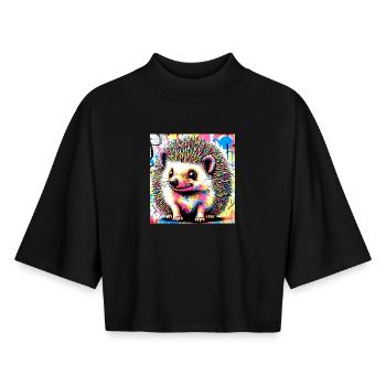 Igel - Boxy Frauen Recyceltes 1/2 Sleeved T-Shirt by Stanley/Stella - Schwarz - Vorne - AI Model Female 172 light (172cm)