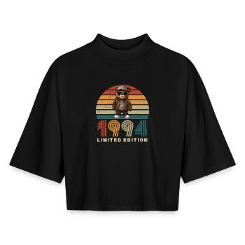 Limited Edition 1994 Year of Construction Birthday Vintage - Boxy Women's Recycled 1/2 Sleeved T-Shirt by Stanley/Stella - black - Front - AI Model Female 172 light (172cm)