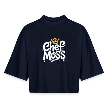 Chefmoss with Crown – Cool Chefin Design - Boxy Women's Recycled 1/2 Sleeved T-Shirt by Stanley/Stella - navy - Front - AI Model Female 172 light (172cm)