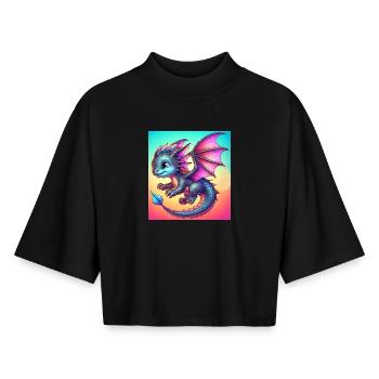 dragon - Boxy Women's Recycled 1/2 Sleeved T-Shirt by Stanley/Stella - black - Front - AI Model Female 172 light (172cm)