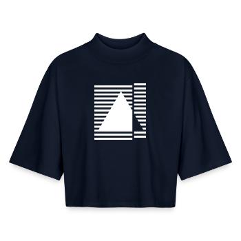 Geometric triangle Bauhaus inspired design - Boxy Women's Recycled 1/2 Sleeved T-Shirt by Stanley/Stella - navy - Front - AI Model Female 172 light (172cm)