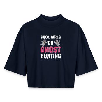 Girl Ghost Hunter - Boxy Women's Recycled 1/2 Sleeved T-Shirt by Stanley/Stella - navy - Front - AI Model Female 172 light (172cm)