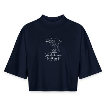 Ich dreh nur leicht auf – Schrauberin Spruchshirt - Boxy Frauen Recyceltes 1/2 Sleeved T-Shirt by Stanley/Stella - Navy - Vorne - AI Model Female 172 light (172cm)