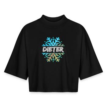 Vorname Dieter - Boxy Frauen Recyceltes 1/2 Sleeved T-Shirt by Stanley/Stella - Schwarz - Vorne - AI Model Female 172 light (172cm)