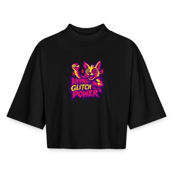 Hypno Glitch Power! - Boxy Women's Recycled 1/2 Sleeved T-Shirt by Stanley/Stella - black - Front - AI Model Female 172 light (172cm)