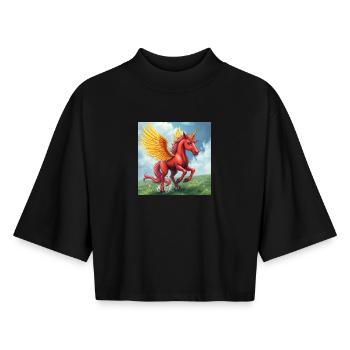 red unicorn - Boxy Frauen Recyceltes 1/2 Sleeved T-Shirt by Stanley/Stella - Schwarz - Vorne - AI Model Female 172 light (172cm)