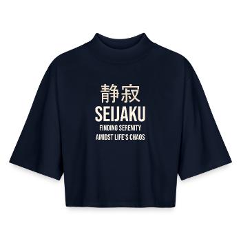 Seijaku Serenity in the Heart of Chaos - Boxy Women's Recycled 1/2 Sleeved T-Shirt by Stanley/Stella - navy - Front - AI Model Female 172 light (172cm)