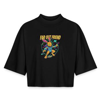 Far Out Bunny Space - Boxy Women's Recycled 1/2 Sleeved T-Shirt by Stanley/Stella - black - Front - AI Model Female 172 light (172cm)