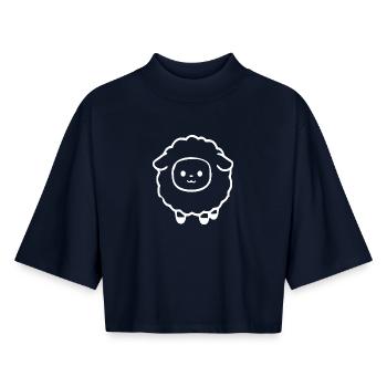 Schaf Schäfchen Lamm - Boxy Frauen Recyceltes 1/2 Sleeved T-Shirt by Stanley/Stella - Navy - Vorne - AI Model Female 172 light (172cm)