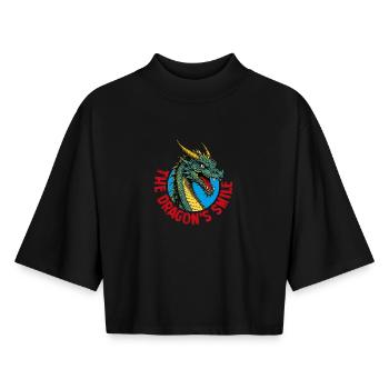 Smiling dragon - Boxy Women's Recycled 1/2 Sleeved T-Shirt by Stanley/Stella - black - Front - AI Model Female 172 light (172cm)