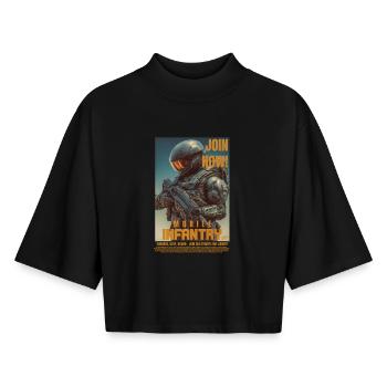 Mobile Infantry - Boxy Women's Recycled 1/2 Sleeved T-Shirt by Stanley/Stella - black - Front - AI Model Female 172 light (172cm)