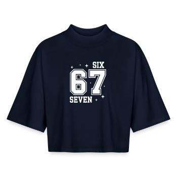 67 - Six Seven SixSeven 6-7 - T-shirt femme coupe boxy recyclé manches mi-longues Stanley/Stella - marine - Devant - AI Model Female 172 light (172cm)