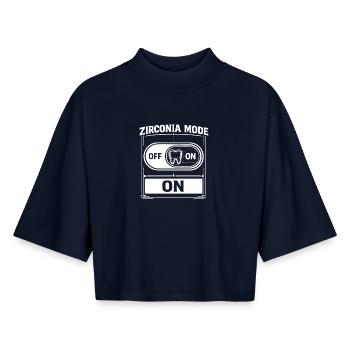 Technicien dentaire – Zirconia Mode - T-shirt femme coupe boxy recyclé manches mi-longues Stanley/Stella - marine - Devant - AI Model Female 172 light (172cm)