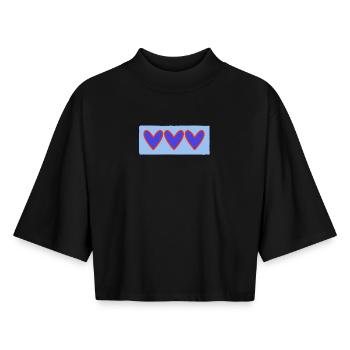 PAAR. VALENTINSTAG. ICH HABE GERADE GEHEIRATET. HERZ. Junggesellinnenabschied. - Boxy Frauen Recyceltes 1/2 Sleeved T-Shirt by Stanley/Stella - Schwarz - Vorne - AI Model Female 172 light (172cm)