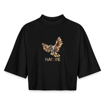 Aigle Couleurs Nature Animaux Oiseau Oiseaux Symbole Logo - T-shirt femme coupe boxy recyclé manches mi-longues Stanley/Stella - noir - Devant - AI Model Female 172 light (172cm)