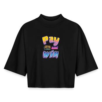 Play and Win Retro Design - Boxy Women's Recycled 1/2 Sleeved T-Shirt by Stanley/Stella - black - Front - AI Model Female 172 light (172cm)