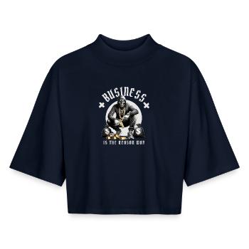 Gangster Leben - Boxy Frauen Recyceltes 1/2 Sleeved T-Shirt by Stanley/Stella - Navy - Vorne - AI Model Female 172 light (172cm)