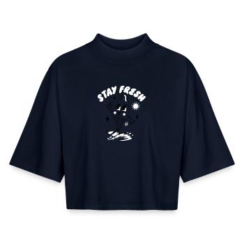 T-shirt à thème Soleil Stay Fresh - T-shirt femme coupe boxy recyclé manches mi-longues Stanley/Stella - marine - Devant - AI Model Female 172 light (172cm)