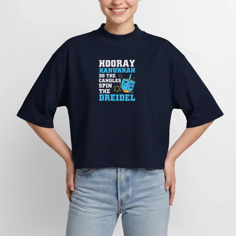 Hanoukka Hanoukka Hanoukka T-shirt femme coupe boxy recyclé manches mi-longues Stanley/Stella