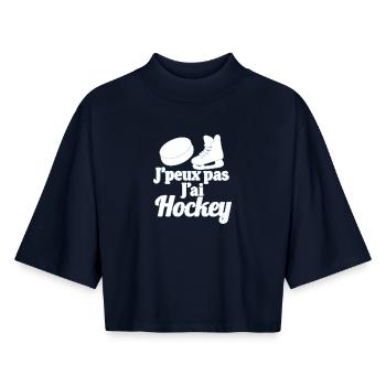 I can't I have hockey - Boxy Women's Recycled 1/2 Sleeved T-Shirt by Stanley/Stella - navy - Front - AI Model Female 172 light (172cm)