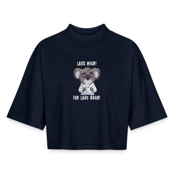 Drôle de drôle de café du coala grognon du matin - T-shirt femme coupe boxy recyclé manches mi-longues Stanley/Stella - marine - Devant - AI Model Female 172 light (172cm)