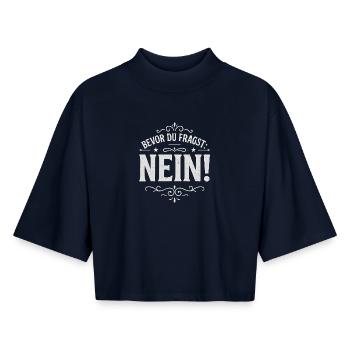 Before you ask: No - Boxy Women's Recycled 1/2 Sleeved T-Shirt by Stanley/Stella - navy - Front - AI Model Female 172 light (172cm)