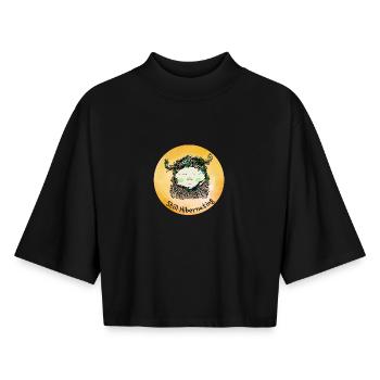 Nain encore en hibernation - Jardin Printemps Somnolent - T-shirt femme coupe boxy recyclé manches mi-longues Stanley/Stella - noir - Devant - AI Model Female 172 light (172cm)
