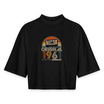 Cadeau d’anniversaire original rétro vintage de 1961 - T-shirt femme coupe boxy recyclé manches mi-longues Stanley/Stella - noir - Devant - AI Model Female 172 light (172cm)