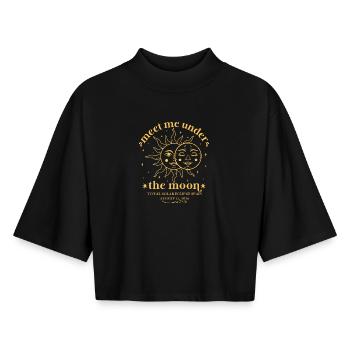 Meet Me Under The Moon Totale Sonnenfinsternis  - Boxy Frauen Recyceltes 1/2 Sleeved T-Shirt by Stanley/Stella - Schwarz - Vorne - AI Model Female 172 light (172cm)