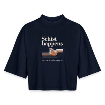 Schist Happens Metamorphic Wave - Boxy Women's Recycled 1/2 Sleeved T-Shirt by Stanley/Stella - navy - Front - AI Model Female 172 light (172cm)