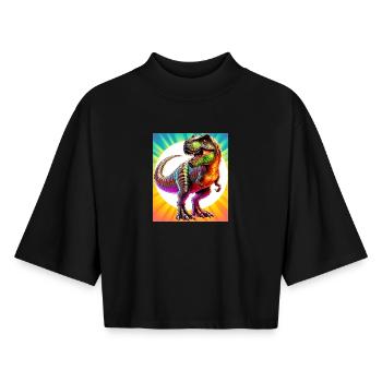 dinosaur - Boxy Women's Recycled 1/2 Sleeved T-Shirt by Stanley/Stella - black - Front - AI Model Female 172 light (172cm)