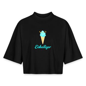 Eisheiliger Eis Eiscreme Heiligenschein Sommer Fan - Boxy Frauen Recyceltes 1/2 Sleeved T-Shirt by Stanley/Stella - Schwarz - Vorne - AI Model Female 172 light (172cm)