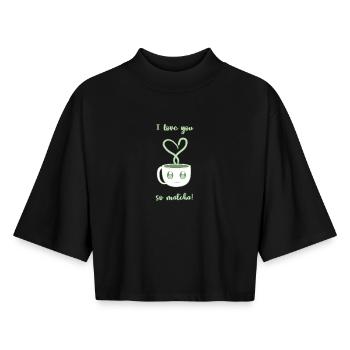 Drôle de jeu de mots - T-shirt femme coupe boxy recyclé manches mi-longues Stanley/Stella - noir - Devant - AI Model Female 172 light (172cm)
