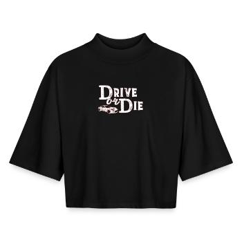 voiture - T-shirt femme coupe boxy recyclé manches mi-longues Stanley/Stella - noir - Devant - AI Model Female 172 light (172cm)