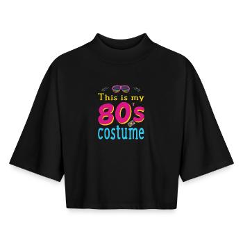 80s 90s Party Costume Outfit 80s 90s Motto - Boxy Women's Recycled 1/2 Sleeved T-Shirt by Stanley/Stella - black - Front - AI Model Female 172 light (172cm)