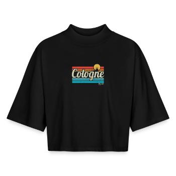 Cologne Köln Retro Vintage Surfer Kölner Karneval - Boxy Frauen Recyceltes 1/2 Sleeved T-Shirt by Stanley/Stella - Schwarz - Vorne - AI Model Female 172 light (172cm)