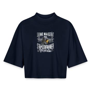 Staplerfahrer - Boxy Frauen Recyceltes 1/2 Sleeved T-Shirt by Stanley/Stella - Navy - Vorne - AI Model Female 172 light (172cm)