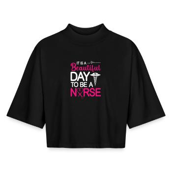 Nurse - Boxy Women's Recycled 1/2 Sleeved T-Shirt by Stanley/Stella - black - Front - AI Model Female 172 light (172cm)
