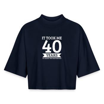 40th birthday - Boxy Women's Recycled 1/2 Sleeved T-Shirt by Stanley/Stella - navy - Front - AI Model Female 172 light (172cm)