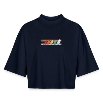 Rennmäuse Rennmaus-Liebhaber - Boxy Frauen Recyceltes 1/2 Sleeved T-Shirt by Stanley/Stella - Navy - Vorne - AI Model Female 172 light (172cm)