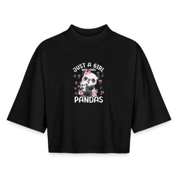 Panda Baby Foul Just A Girl Who Loves Pandas - Boxy Women's Recycled 1/2 Sleeved T-Shirt by Stanley/Stella - black - Front - AI Model Female 172 light (172cm)