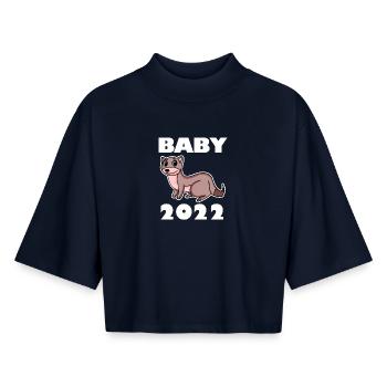 Baby Body 2022 - Geburt Schwanger 2022 - Boxy Frauen Recyceltes 1/2 Sleeved T-Shirt by Stanley/Stella - Navy - Vorne - AI Model Female 172 light (172cm)