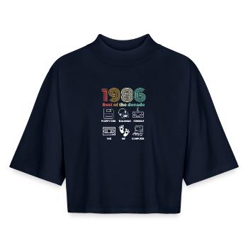 Best of the Decade 1986 - Geburtstagshumor - Boxy Frauen Recyceltes 1/2 Sleeved T-Shirt by Stanley/Stella - Navy - Vorne - AI Model Female 172 light (172cm)