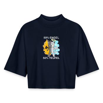 Katze Katzenrasse Britisch Kurzhaar - Boxy Frauen Recyceltes 1/2 Sleeved T-Shirt by Stanley/Stella - Navy - Vorne - AI Model Female 172 light (172cm)