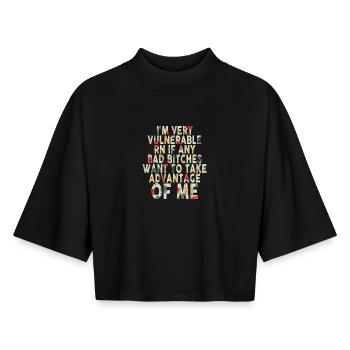 I'm Very Vulnerable RN - Boxy Women's Recycled 1/2 Sleeved T-Shirt by Stanley/Stella - black - Front - AI Model Female 172 light (172cm)